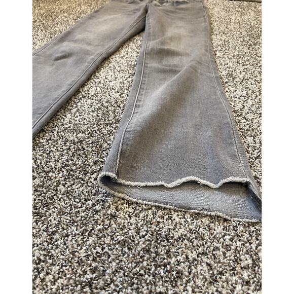 Vervet Jeans Womens Size 25 Gray Distressed Wash High Rise Crop Flare Raw Hem - Picture 3 of 10
